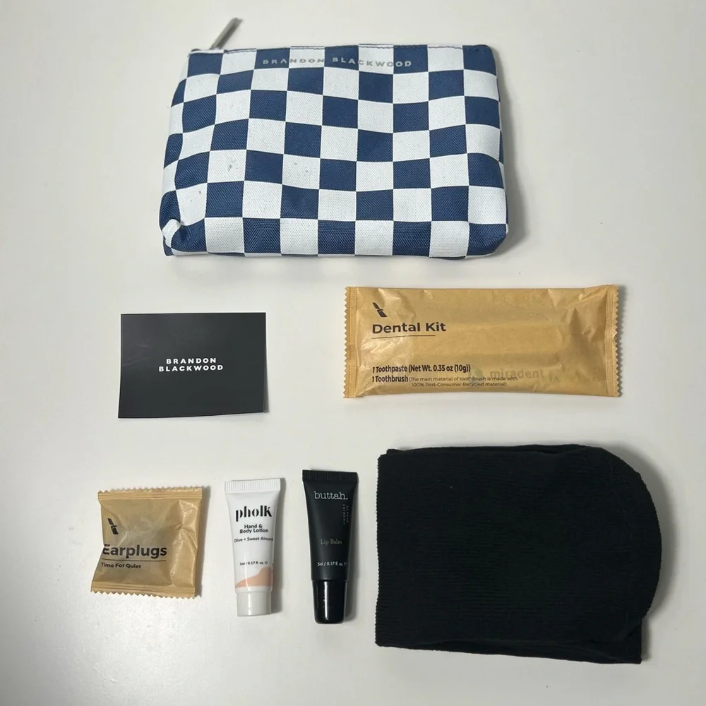 Brandon Blackwood X American Airlines Premium Economy Checkered Amenity Kit Bag